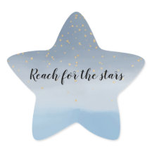 Navy Blue Gold Stars Sky Waterverf