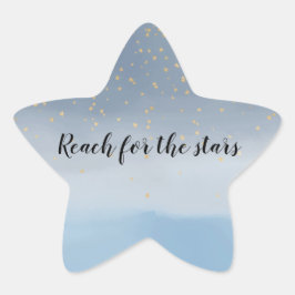 Navy Blue Gold Stars Sky Waterverf Ster Sticker