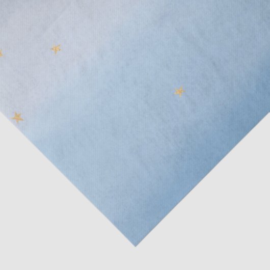 Navy Blue Gold Stars Sky Waterverf Tissuepapier (Detail)