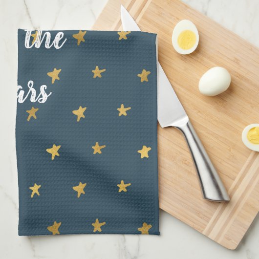 Navy Blue Gold Stars Theedoek (Quarter Fold)