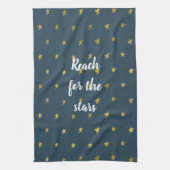 Navy Blue Gold Stars Theedoek (Verticaal)
