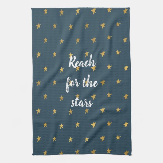 Navy Blue Gold Stars Theedoek (Verticaal)