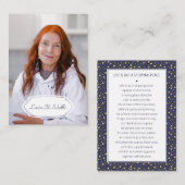 Navy Blue Gold Stippen begrafenisgebed Kaart met f (Voorkant / Achterkant)