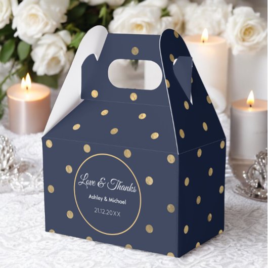 Navy Blue Gold Stippen Pattern Birthday Favor Box Bedankdoosjes