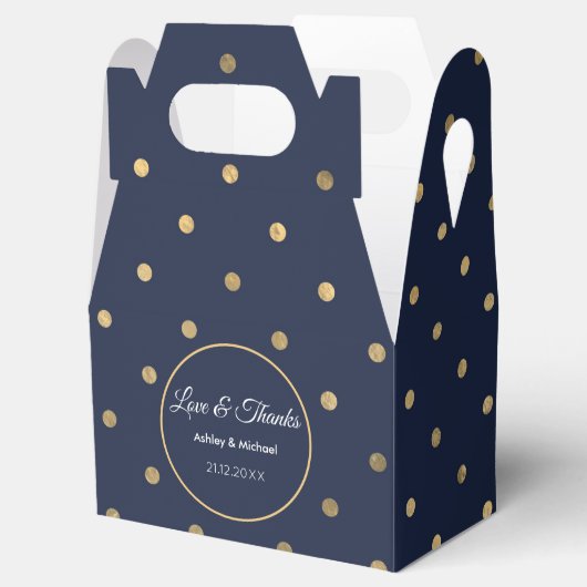 Navy Blue Gold Stippen Pattern Birthday Favor Box Bedankdoosjes (Geopend)
