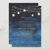 Navy Blue Gold String Light voordat ik repetitie d Kaart (Voorkant / Achterkant)