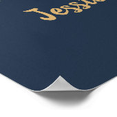 Navy Blue Gold String Lights Bokeh Weddenschap Wel Poster (Hoek)