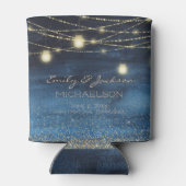 Navy Blue Gold String Lights Glitter Blikjeskoeler (Achterkant)