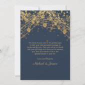 Navy Blue Gold String Lights Wedding Itinerary Kaart (Achterkant)