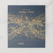 Navy Blue Gold String Lights Wedding Plaatskaartje (Buitenkant ongevouwen)