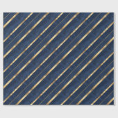 Navy Blue Gold Stripe Cadeaupapier (Vlak)