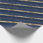 Navy Blue Gold Stripe Cadeaupapier (Hoek)
