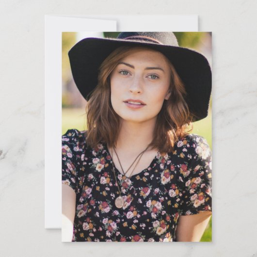 Navy Blue/Gold Stripe/Floral/Uw foto/Afstuderen Kaart (Achterkant)