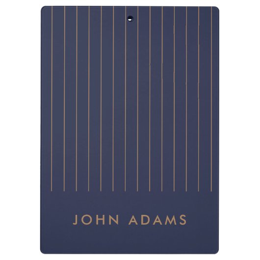 Navy Blue Gold Stripe - gepersonaliseerd, modern Klembord (Achterkant)