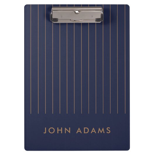 Navy Blue Gold Stripe - gepersonaliseerd, modern Klembord (Voorkant)