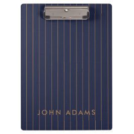 Navy Blue Gold Stripe - gepersonaliseerd, modern Klembord