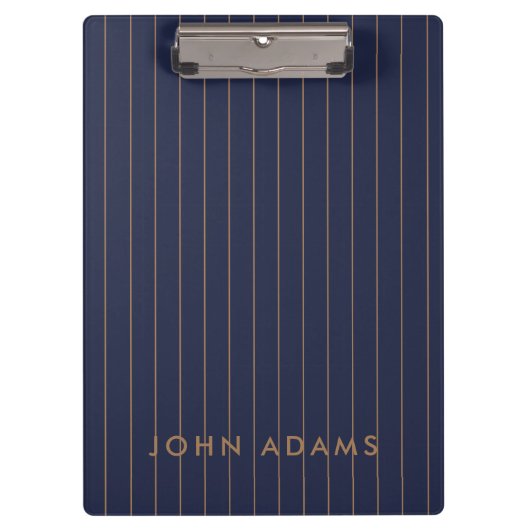 Navy Blue Gold Stripe - gepersonaliseerd, modern Klembord (Voorkant)