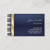 Navy Blue Gold Stripe Music Piano Teacher Visitekaartje (Voorkant)