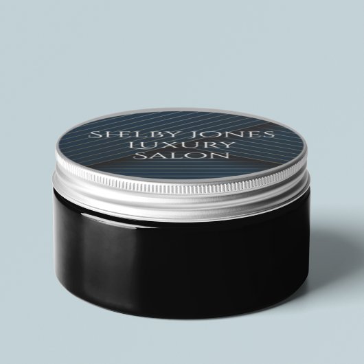 Navy Blue Gold Striped Elegant Modern Business Ronde Sticker