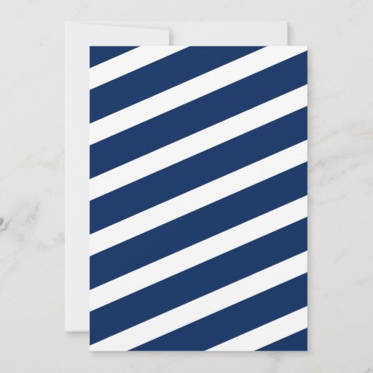 Navy Blue Gold Stripes Boy Baby Shower Invitations Kaart (Achterkant)