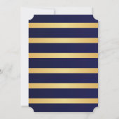 Navy Blue Gold Stripes Modern Wedding Kaart (Achterkant)