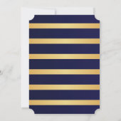 Navy Blue Gold Stripes Modern Wedding Kaart (Achterkant)