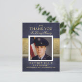 Navy Blue & Gold Sympathie Bedankt Foto Briefkaart (Staand voorkant)