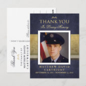 Navy Blue & Gold Sympathie Bedankt Foto Briefkaart (Voorkant / Achterkant)