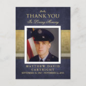 Navy Blue & Gold Sympathie Bedankt Foto Briefkaart (Voorkant)