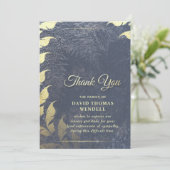 Navy Blue & Gold Sympathie Hartelijk dank, Floral  Kaart (Staand voorkant)