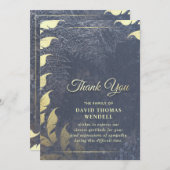 Navy Blue & Gold Sympathie Hartelijk dank, Floral  Kaart (Voorkant / Achterkant)