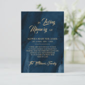 Navy Blue & Gold Sympathie Memory Hartelijk dank Bedankkaart (Staand voorkant)