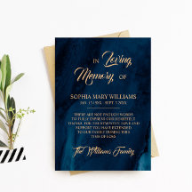 Navy Blue & Gold Sympathie Memory Hartelijk dank