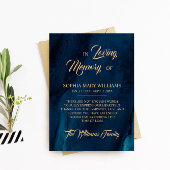 Navy Blue & Gold Sympathie Memory Hartelijk dank Bedankkaart