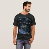 Navy Blue Gold T-shirt met aangepaste naam en lett (Voorkant volledig)