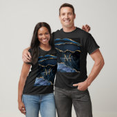 Navy Blue Gold T-shirt met aangepaste naam en lett (Unisex)