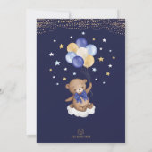 Navy Blue Gold Teddy Bear Moon & Back Baby shower Kaart (Achterkant)