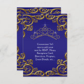 Navy Blue Gold Tiara RSVP voor alle doeleinden (Voorkant / Achterkant)