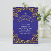 Navy Blue Gold Tiara RSVP voor alle doeleinden Kaartje (Staand voorkant)