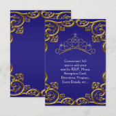 Navy Blue Gold Tiara RSVP voor alle doeleinden Kaartje (Voorkant / Achterkant)