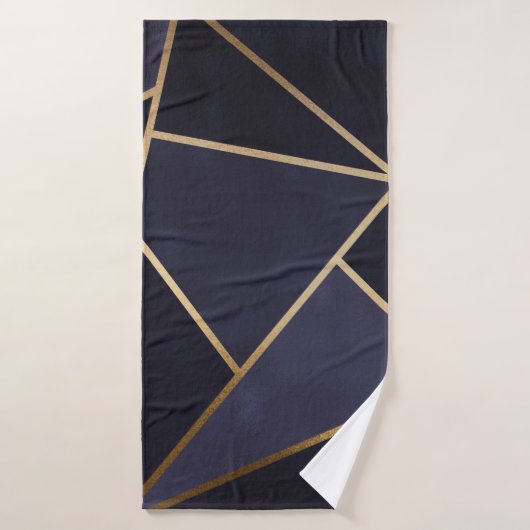 Navy Blue Gold Triangles Geometric Elegant Classy Bad Handdoek (Badhanddoek)