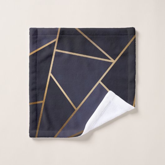 Navy Blue Gold Triangles Geometric Elegant Classy Bad Handdoek (Wasdoekje)