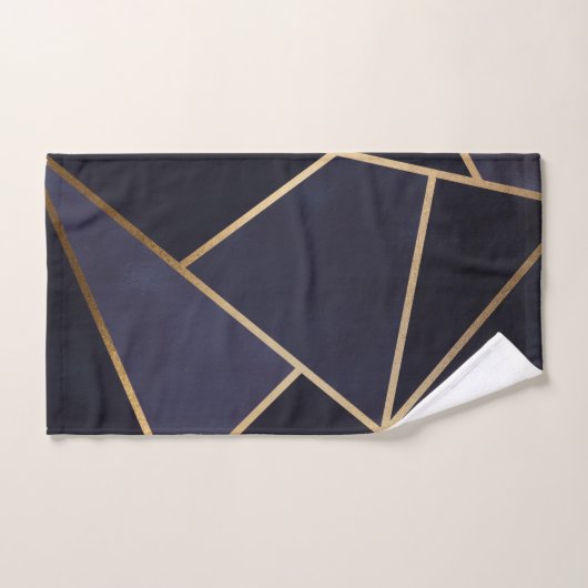 Navy Blue Gold Triangles Geometric Elegant Classy Bad Handdoek (Handdoek)