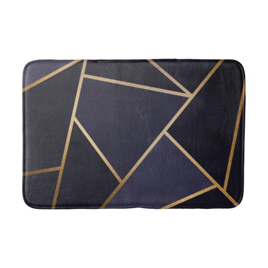 Navy Blue Gold Triangles Geometric Elegant Classy Badmat (Voorkant)