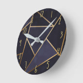 Navy Blue Gold Triangles Geometric Elegant Classy Ronde Klok (Hoek)