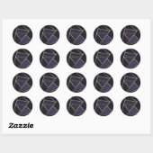 Navy Blue Gold Triangles Geometric Elegant Classy Ronde Sticker (Vel)