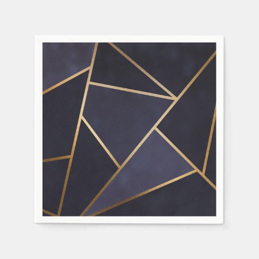 Navy Blue Gold Triangles Geometric Elegant Classy Servet (Voorkant)