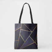 Navy Blue Gold Triangles Geometric Elegant Classy Tote Bag (Voorkant)