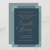 Navy blue gold turquoise elegante moderne bruiloft