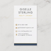 Navy Blue Gold Vastgoedmakelaar Professional Visitekaartje (Achterkant)